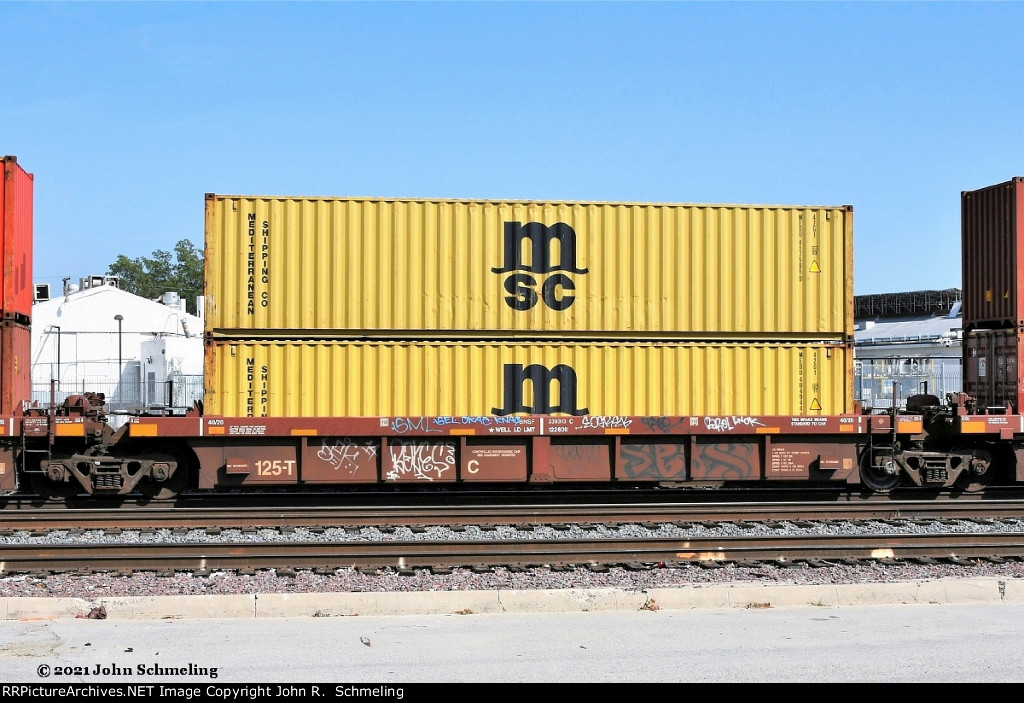 BNSF 239313-C with containers at Rana CA. 4/8/2021